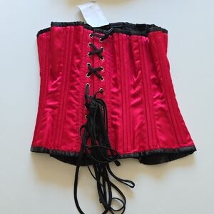 Corset & Waist Cincher - Solid Red and Black Trim